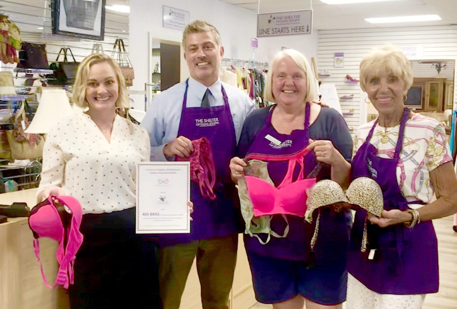 Area ISTG chapter donates bras for Shelter survivors - The Shelter
